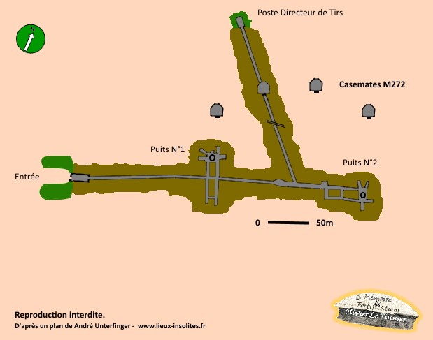 Schéma des galeries du site.
