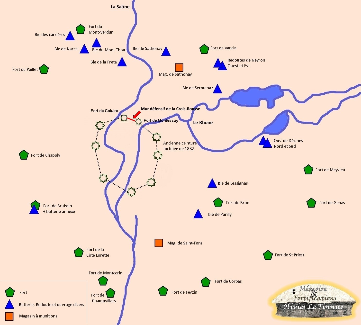 Carte de la place-forte de Lyon