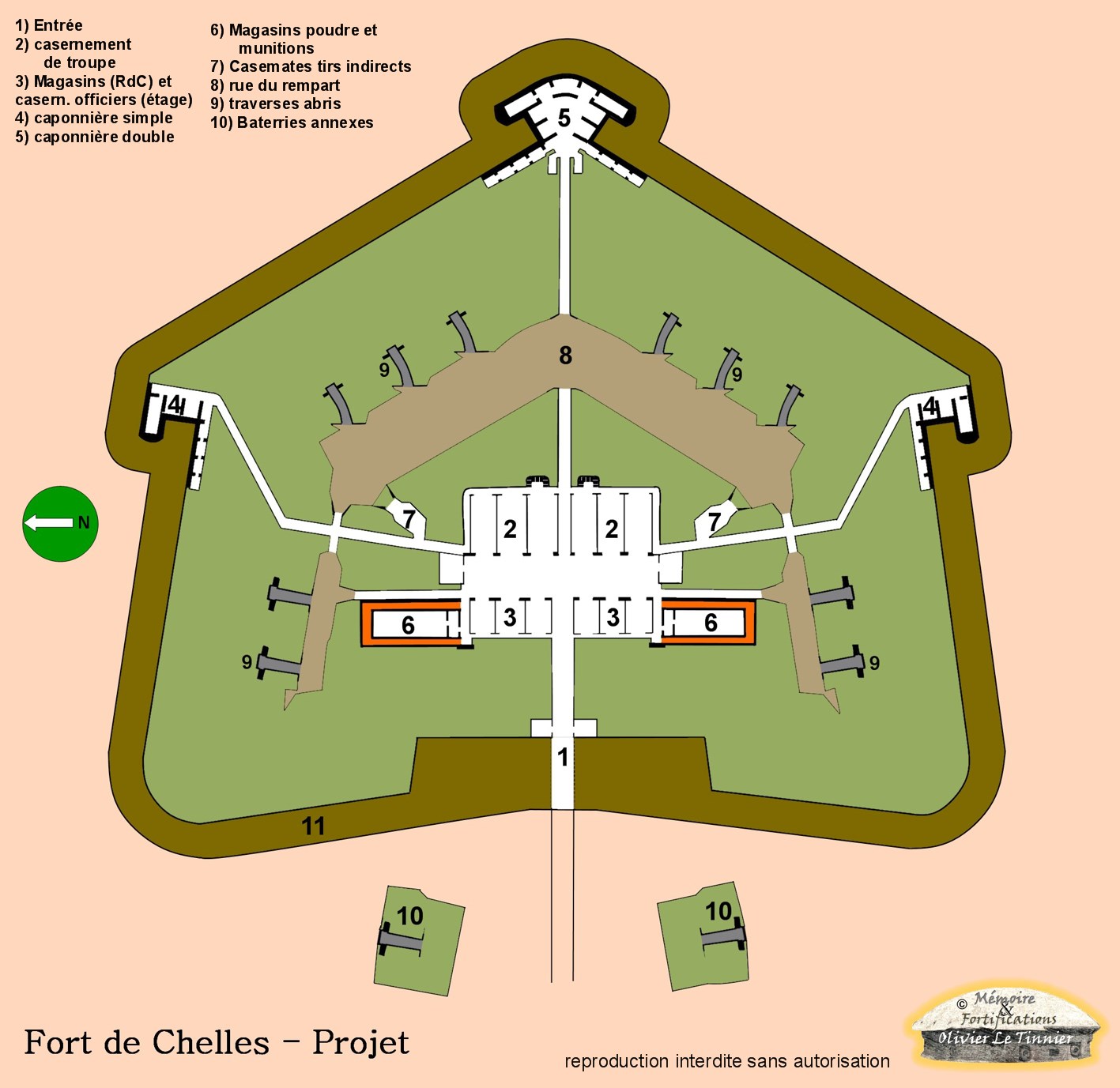 Le projet de fort de Chelles qui ne sera pas construit.