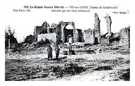 Carte postale des ruines de la ferme de Confrécourt (image du Net)